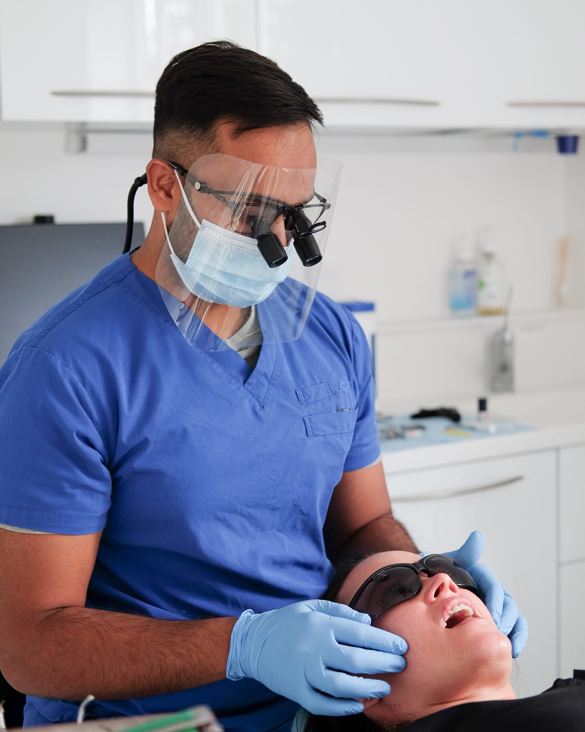 Dentist with a patient during a consultation